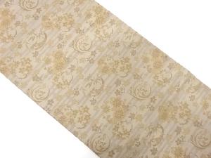 アンティーク　ヱ霞に花丸模様織出し袋帯（材料）